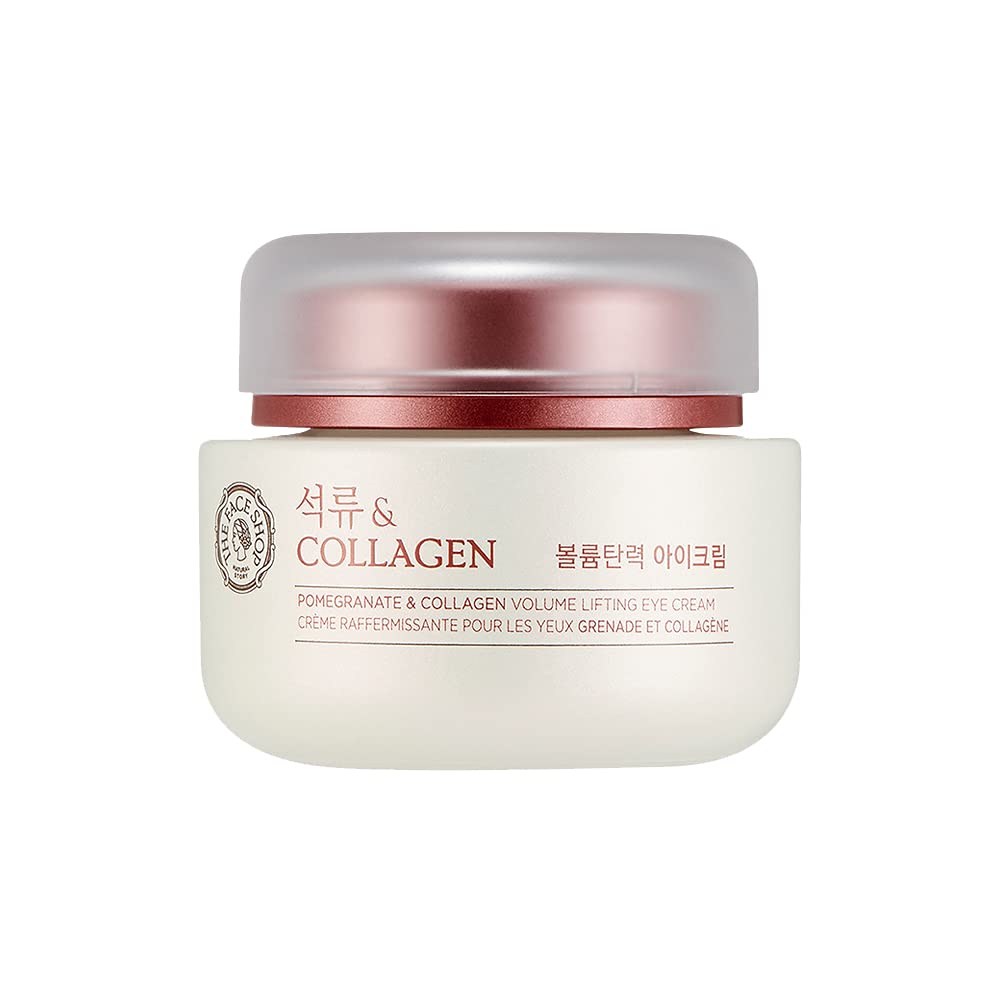 The Face Shop Pomegranate & Collagen Volume Lifting Eye Cream | Deep Revitalizing Cream for Elasticity, Firmness & Density | Anti-Aging Korean Moisturizer | Plump & Smoothen Your Skin, 3.38 Fl Oz