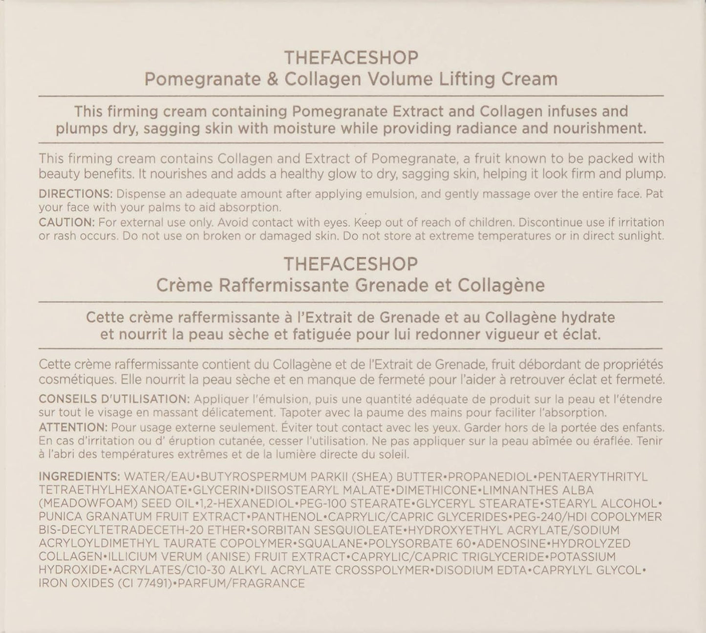 The Face Shop Pomegranate & Collagen Volume Lifting Eye Cream | Deep Revitalizing Cream for Elasticity, Firmness & Density | Anti-Aging Korean Moisturizer | Plump & Smoothen Your Skin, 3.38 Fl Oz